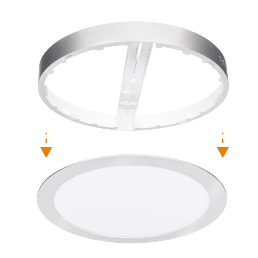 LED 2-in-1 Surface-mounted/Recessed Panel 24W/230V 3000/4000/6000K Ø 30 cm IP54 Silver