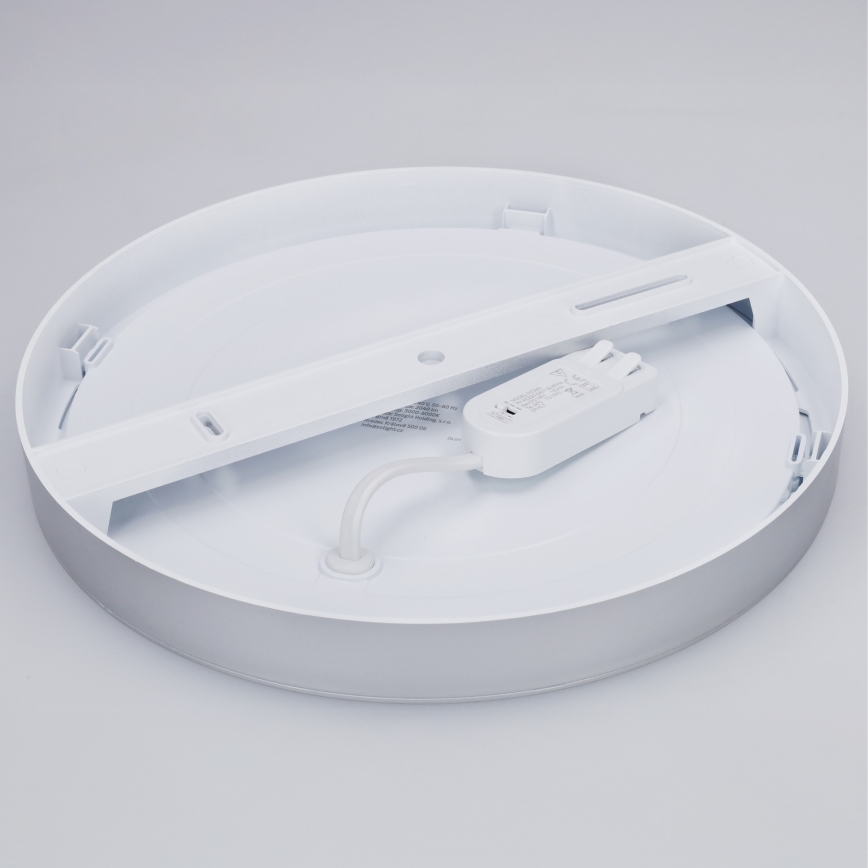 LED 2-in-1 Surface-mounted/Recessed Panel 24W/230V 3000/4000/6000K Ø 30 cm IP54 Silver