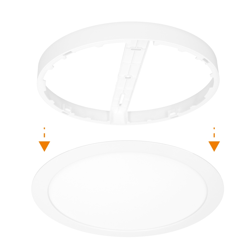 LED 2-in-1 surface/recessed panel, 24W/230V, 3000/4000/6000K, Ø 30 cm, IP54, white