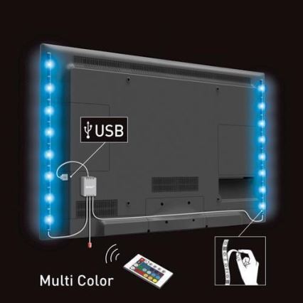 SET 2x LED RGB Strip for TV with a remote control IP65 LED/USB 50cm
