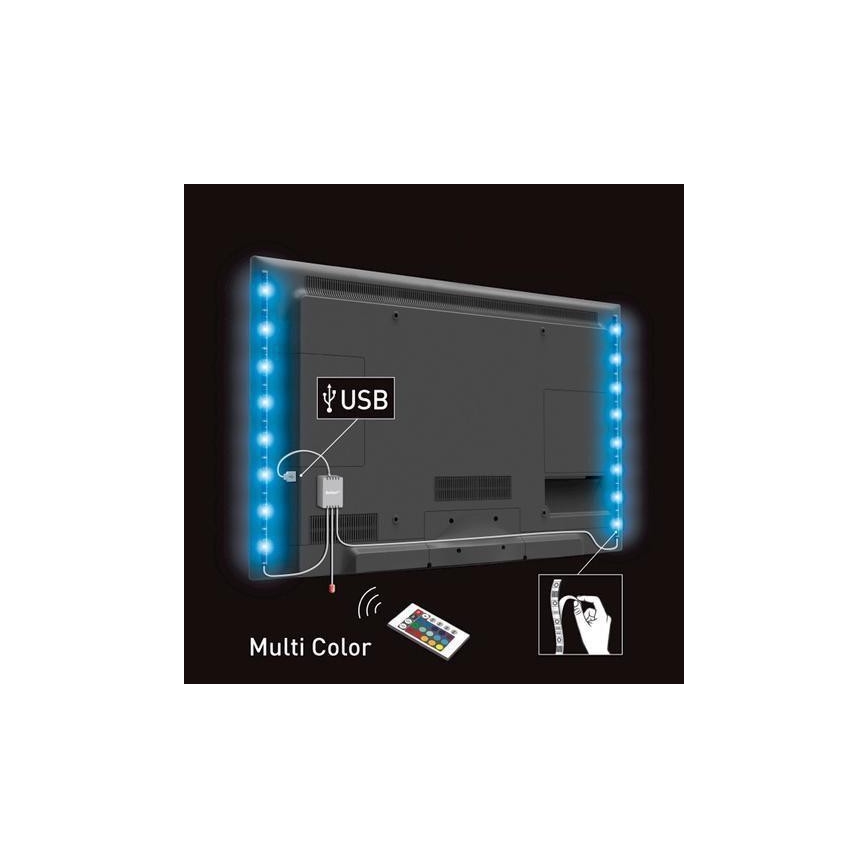 SET 2x LED RGB Strip for TV with a remote control IP65 LED/USB 50cm