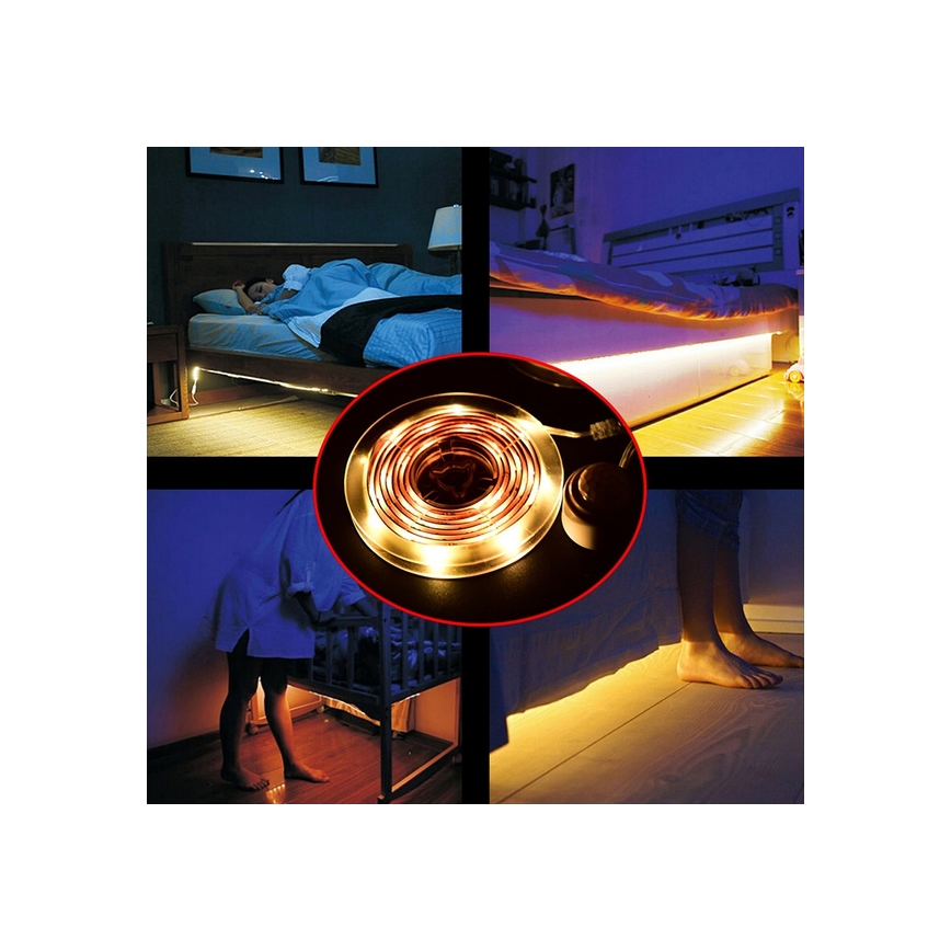 LED strip with sensor 4xAAA 3000K 1m