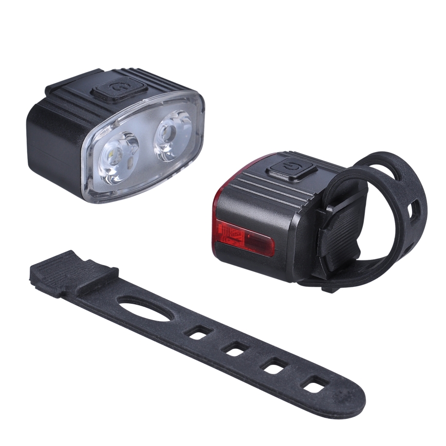 SET 2x LED Dimmable rechargeable bicycle light 350 mAh IP44 red/white