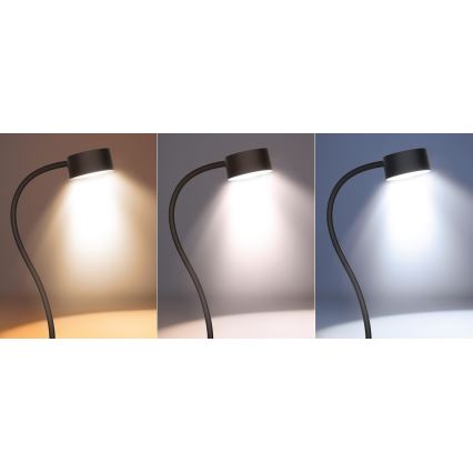 LED Dimmable flexible rechargeable table lamp with clip LED/2W/1800 mAh 3000/4000/6500K black