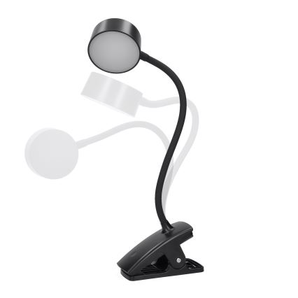 LED Dimmable flexible rechargeable table lamp with clip LED/2W/1800 mAh 3000/4000/6500K black