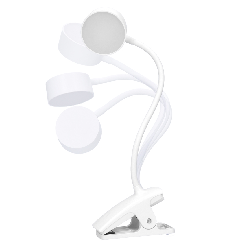 LED Dimmable flexible rechargeable table lamp with clip LED/2W/1800 mAh 3000/4000/6500K white