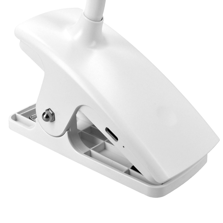 LED Dimmable flexible rechargeable table lamp with clip LED/2W/1800 mAh 3000/4000/6500K white