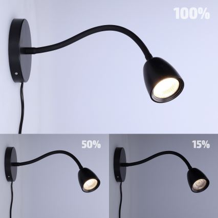 LED Dimmable wall small lamp LED/4W/230V black