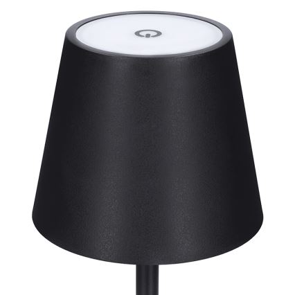 LUCCA LED Dimmable Rechargeable Touch Table Lamp, 3.7V, 3000/4000/6500K, 2000 mAh, Black