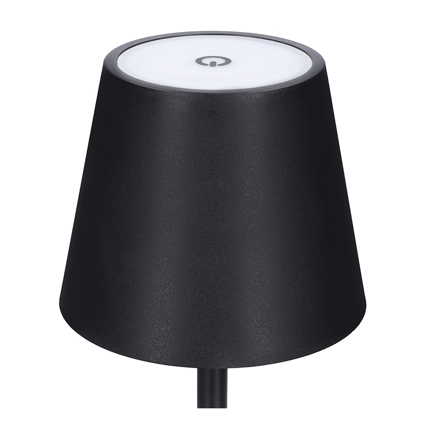 LUCCA LED Dimmable Rechargeable Touch Table Lamp, 3.7V, 3000/4000/6500K, 2000 mAh, Black