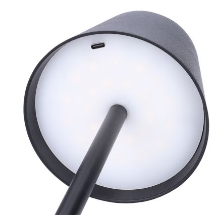 LUCCA LED Dimmable Rechargeable Touch Table Lamp, 3.7V, 3000/4000/6500K, 2000 mAh, Black