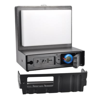 LED Solar wall light with motion and dusk sensor PALERMO LED/5W/2000 mAh IP54 black