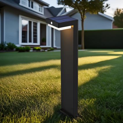 LED Solar lamp with a motion and dusk sensor PALERMO LED/5W/5V 2000 mAh IP54 black