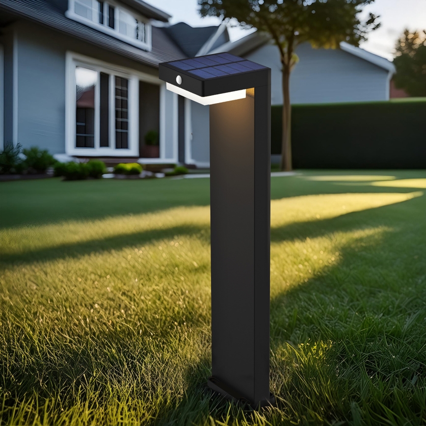 LED Solar lamp with a motion and dusk sensor PALERMO LED/5W/5V 2000 mAh IP54 black