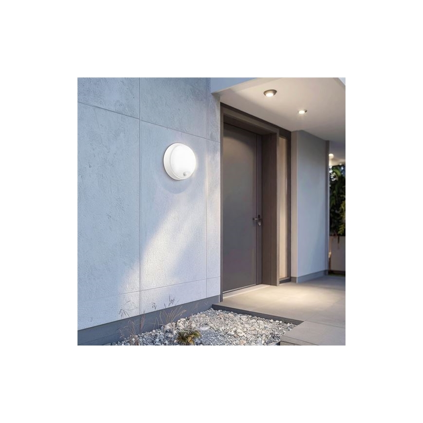 LED outdoor wall light with integrated 2-in-1 sensor LED/20W/230V 3000/4000/6500K IP65 diameter 22 cm