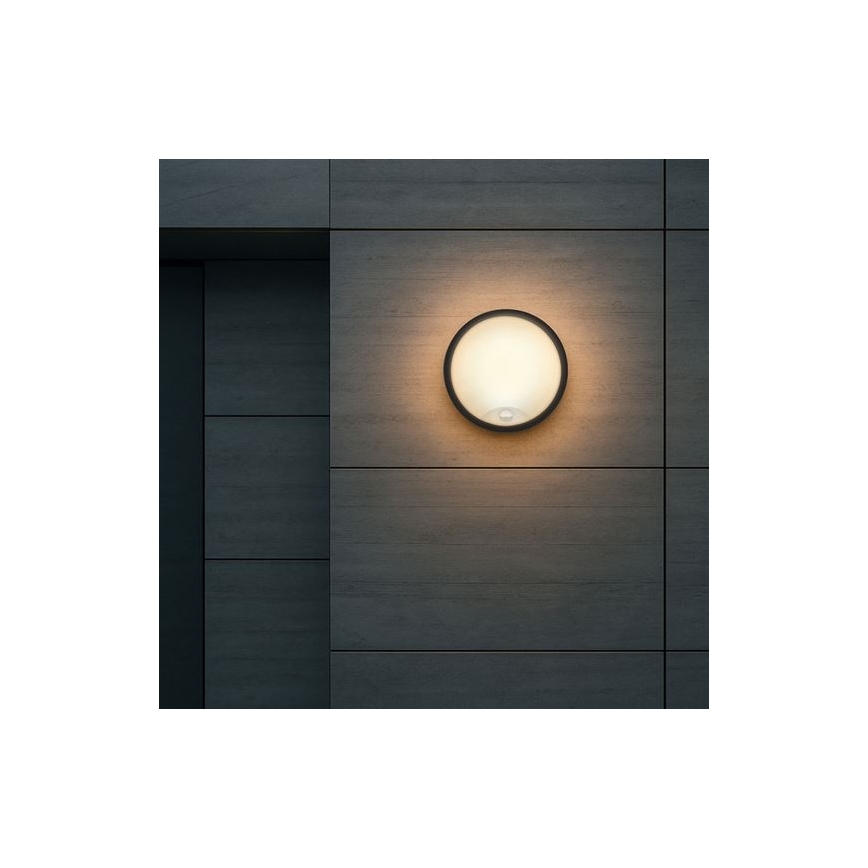 LED outdoor wall light with integrated 2-in-1 sensor LED/20W/230V 3000/4000/6500K IP65 diameter 22 cm