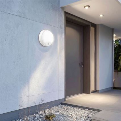 LED Outdoor Wall Light with 2-in-1 Sensor, 20W LED, 230V, Selectable 3000/4000/6500K, IP65, dia. 22 cm