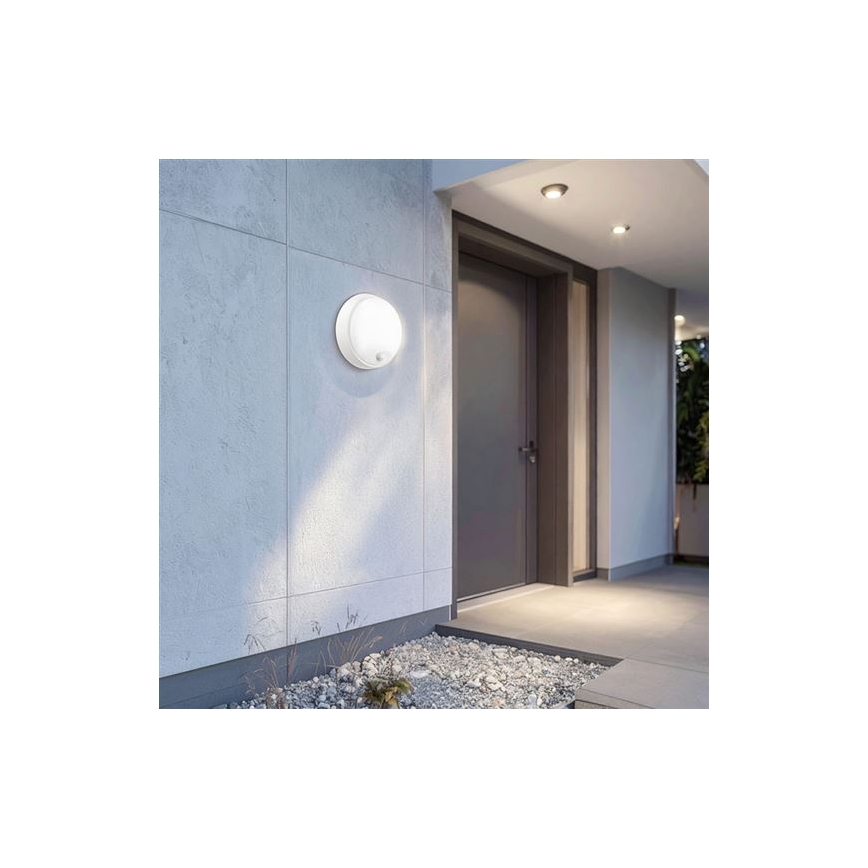 LED Outdoor Wall Light with 2-in-1 Sensor, 20W LED, 230V, Selectable 3000/4000/6500K, IP65, dia. 22 cm