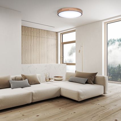 Dimmable LED ceiling light IRON OAK LED/48W/230V 3000-6500K oak Ø 40 cm + remote control