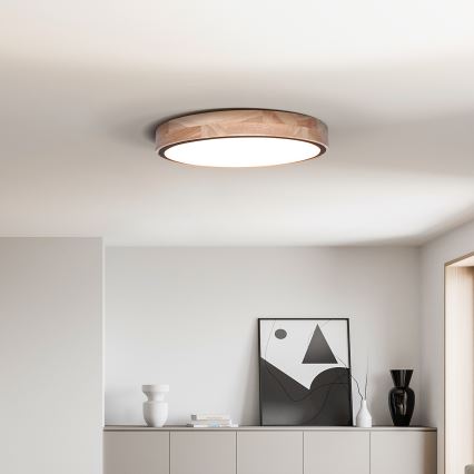 Dimmable LED ceiling light IRON OAK LED/48W/230V 3000-6500K oak Ø 40 cm + remote control