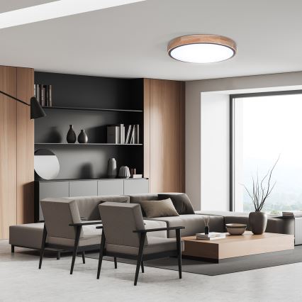 Dimmable LED ceiling light IRON OAK LED/48W/230V 3000-6500K oak Ø 40 cm + remote control