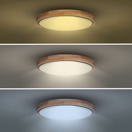 Dimmable LED ceiling light IRON OAK LED/48W/230V 3000-6500K oak Ø 40 cm + remote control