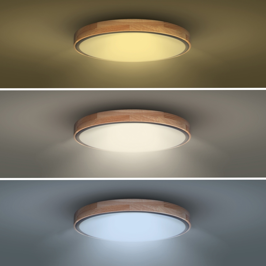 Dimmable LED ceiling light IRON OAK LED/48W/230V 3000-6500K oak Ø 40 cm + remote control