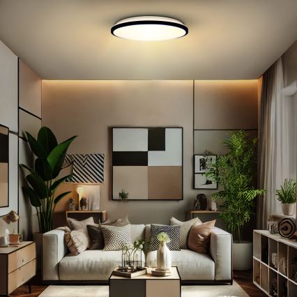 LED Dimmable ceiling light JAMIL LED/48W/230V 3000-6500K black + remote control
