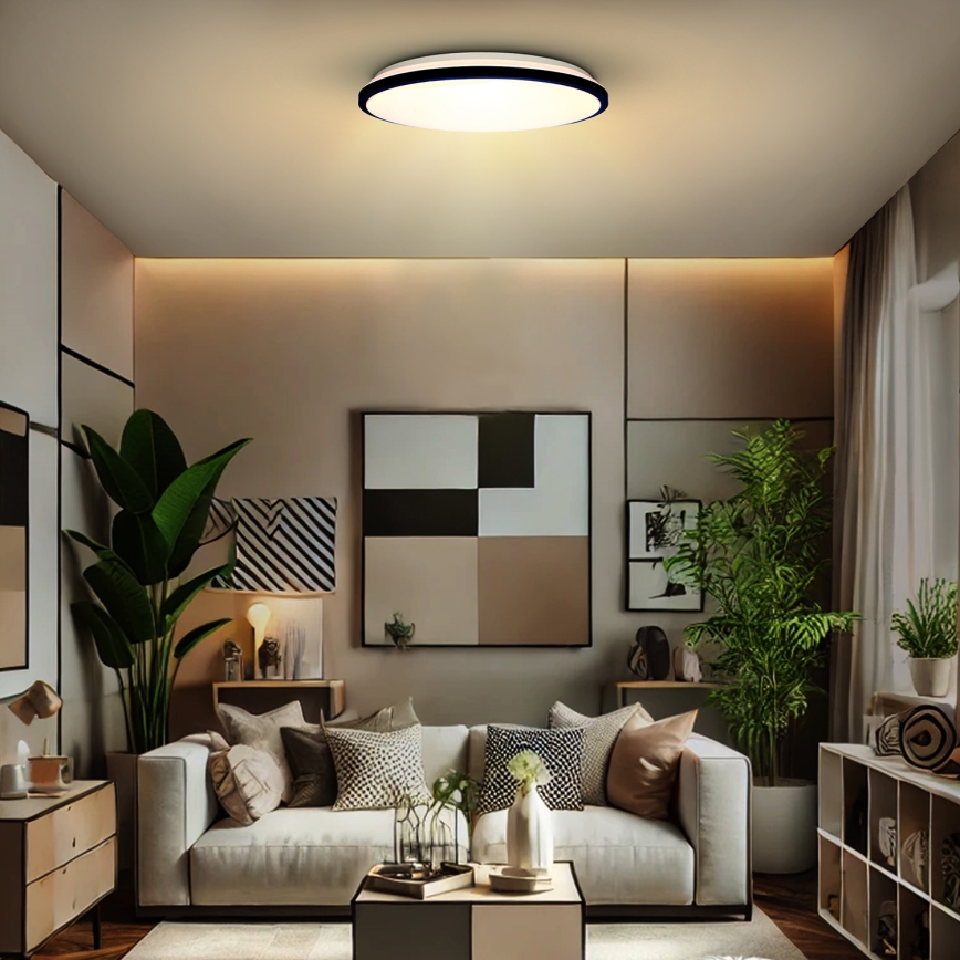 LED Dimmable ceiling light JAMIL LED/48W/230V 3000-6500K black + remote control