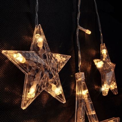 LED Christmas chain stars 77xLED/3xAA