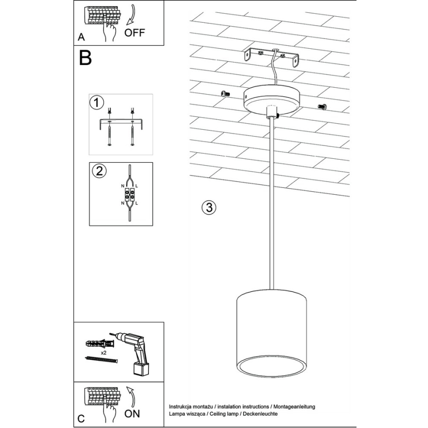 Sollux SL.0051 - Chandelier on a string ORBIS 1 1xGU10/40W/230V black