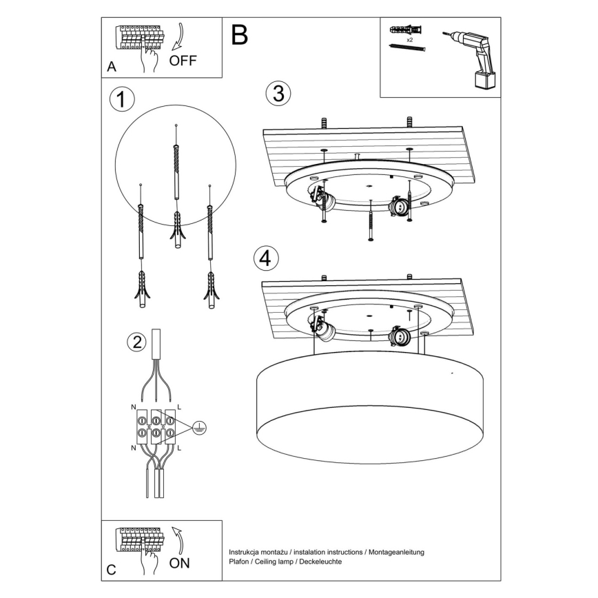 Sollux SL.0124 - Ceiling light ARENA 45 3xE27/60W/230V black