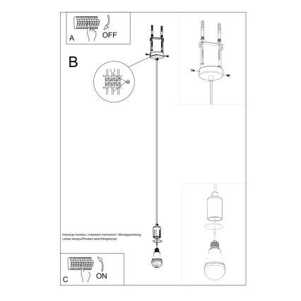 Sollux SL.0152 - Chandelier on a string EDISON 1xE27/60W/230V black
