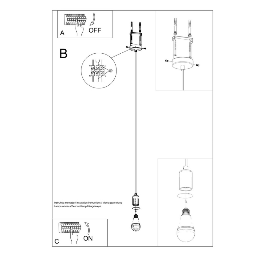 Sollux SL.0152 - Chandelier on a string EDISON 1xE27/60W/230V black