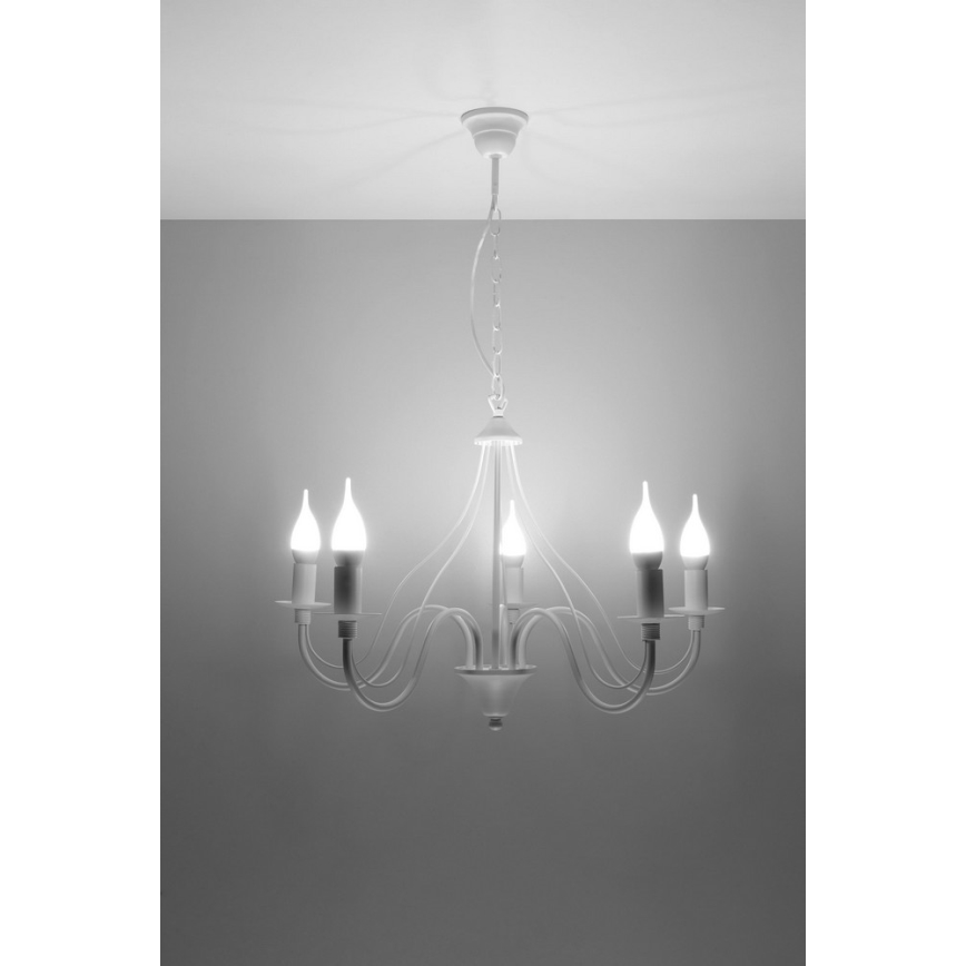 Sollux SL.0214 - Chandelier on a chain MINERWA 5 5xE14/40W/230V white