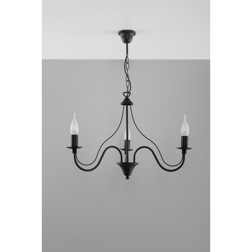 Sollux SL.0217 - Chandelier on a chain MINERWA 3 3xE14/40W/230V black