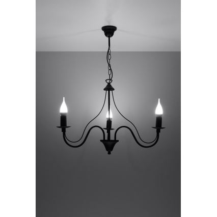 Sollux SL.0217 - Chandelier on a chain MINERWA 3 3xE14/40W/230V black