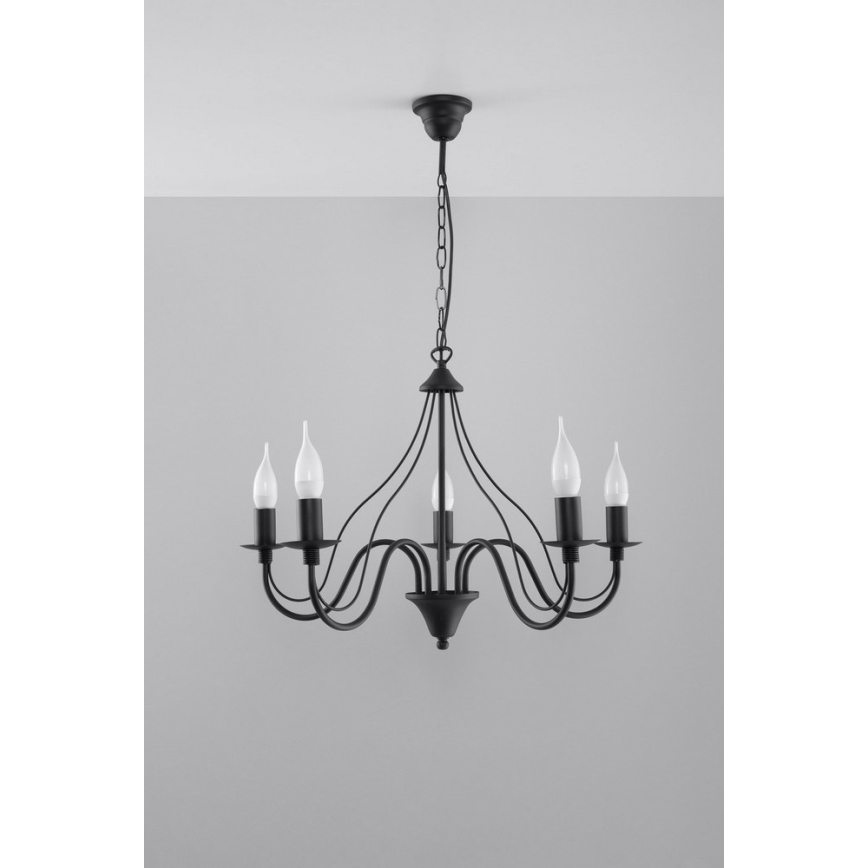 Sollux SL.0218 - Chandelier on a chain MINERWA 5 5xE14/40W/230V black