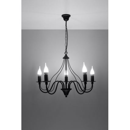 Sollux SL.0218 - Chandelier on a chain MINERWA 5 5xE14/40W/230V black