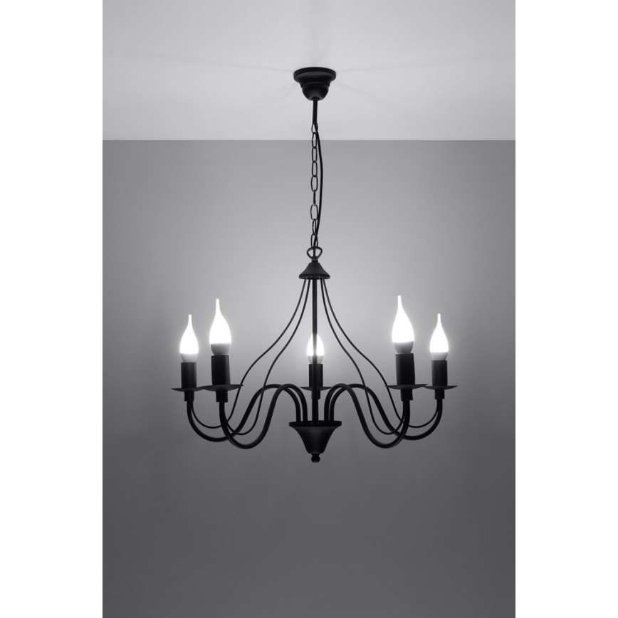 Sollux SL.0218 - Chandelier on a chain MINERWA 5 5xE14/40W/230V black