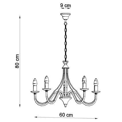 Sollux SL.0218 - Chandelier on a chain MINERWA 5 5xE14/40W/230V black