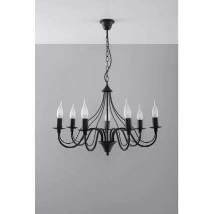 Sollux SL.0219 - Chandelier on a chain MINERWA 7 7xE14/40W/230V black