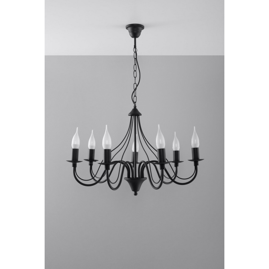 Sollux SL.0219 - Chandelier on a chain MINERWA 7 7xE14/40W/230V black