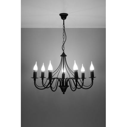Sollux SL.0219 - Chandelier on a chain MINERWA 7 7xE14/40W/230V black