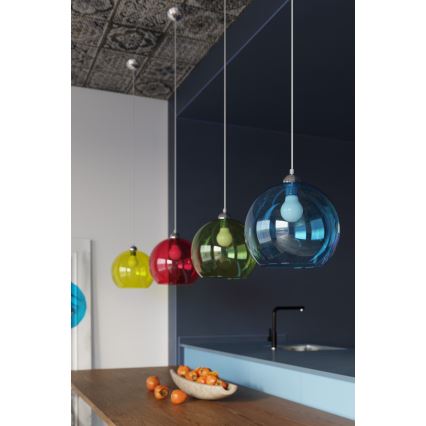 BALL Cable Pendant Light 1×E27/15W/230V, Ø 30 cm, Clear / Polished Chrome