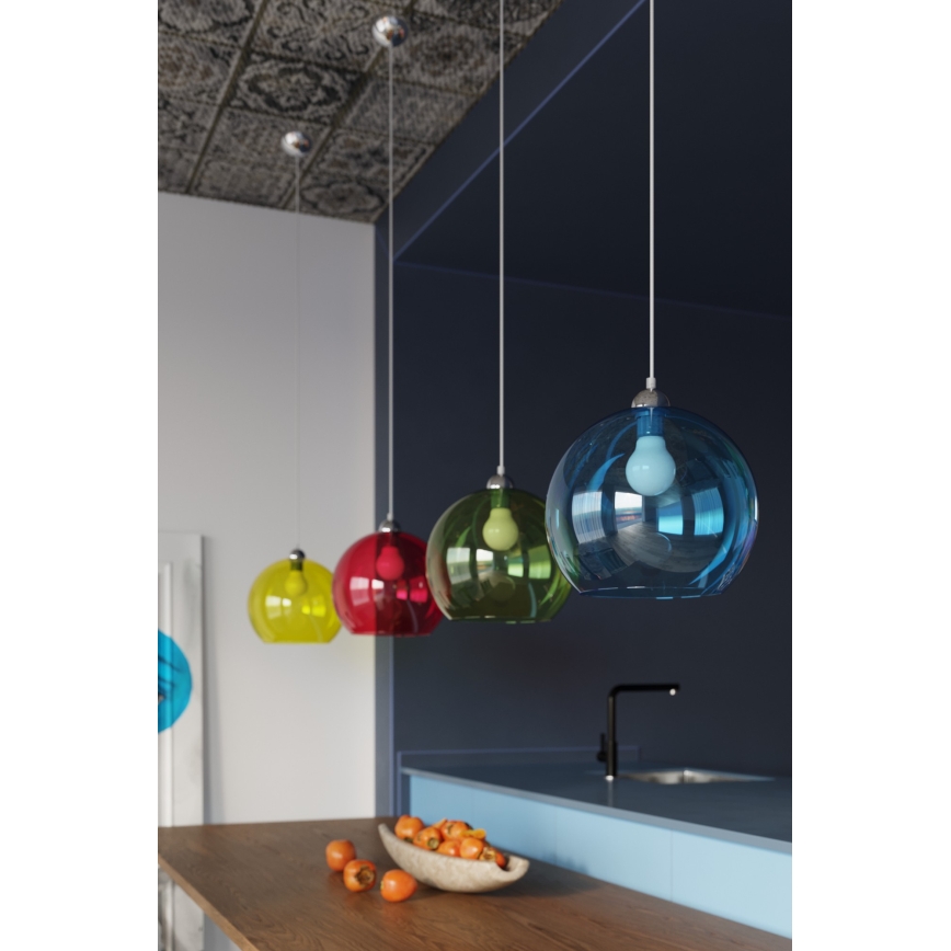BALL Cable Pendant Light 1×E27/15W/230V, Ø 30 cm, Clear / Polished Chrome