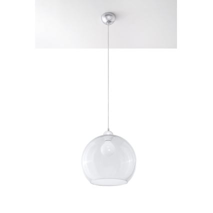 BALL Cable Pendant Light 1×E27/15W/230V, Ø 30 cm, Clear / Polished Chrome