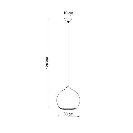 BALL Cable Pendant Light 1×E27/15W/230V, Ø 30 cm, Clear / Polished Chrome