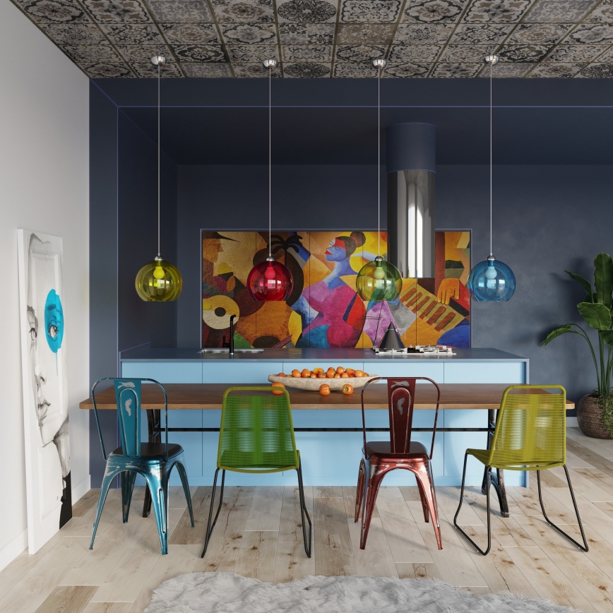 BALL cable-hung pendant light 1x E27/15W/230V Ø 30 cm clear