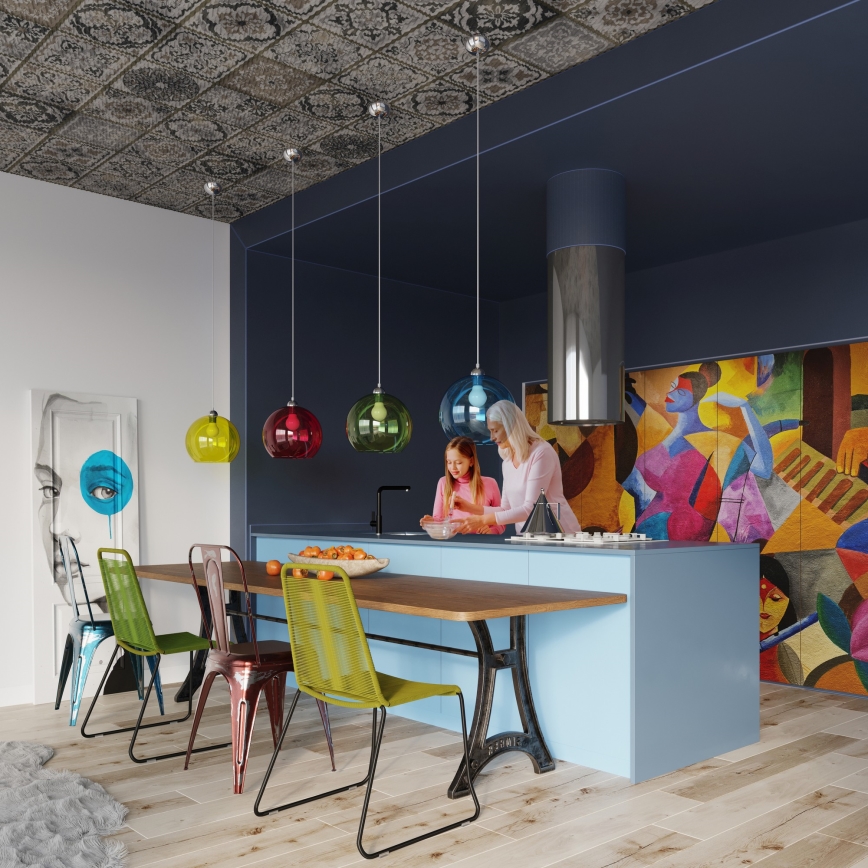 BALL cable-hung pendant light 1x E27/15W/230V Ø 30 cm clear